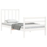 vidaXL Cadre de lit avec tête de lit blanc 90x200 cm bois massif