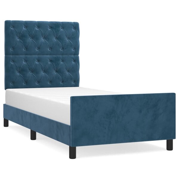 vidaXL Cadre de lit avec tête de lit Bleu foncé 80x200 cm Velours