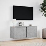 vidaXL Meuble TV mural avec lumières LED gris béton 80x31x35 cm