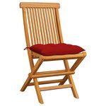 vidaXL Chaises de jardin avec coussins rouge 6 Pièces Bois de teck massif