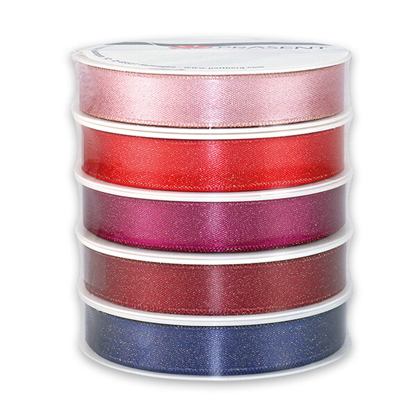 Set de rubans 5 x 3 m glitter satin 10 mm classique