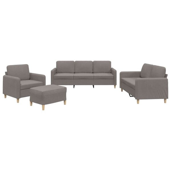 vidaXL Ensemble de canapés 4 Pièces avec coussins Taupe Tissu