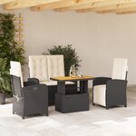 vidaXL Ensemble à manger de jardin 4 Pièces avec coussins noir