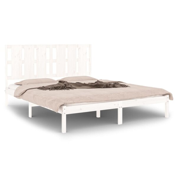 vidaXL Cadre de lit Blanc Bois massif 150x200 cm Très grand