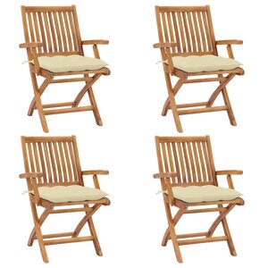 vidaXL Chaises pliables de jardin avec coussins lot de 4 Teck solide