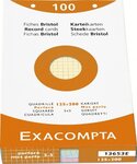 Étui de 100 fiches bristol quadrillé 5x5 perforé 125x200mm Couleurs assorties EXACOMPTA