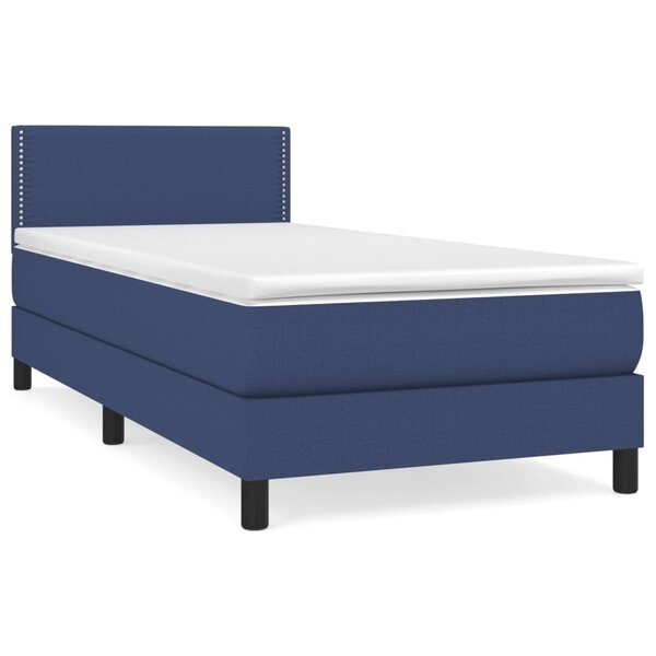 vidaXL Sommier à lattes de lit avec matelas Bleu 100x200 cm Tissu