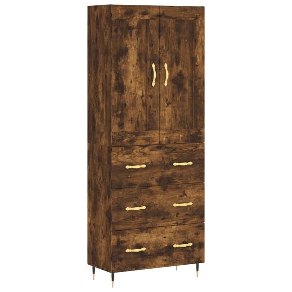 vidaXL Buffet haut Chêne fumé 69 5x34x180 cm Bois d'ingénierie