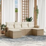 vidaXL Salon de jardin avec coussins 6 Pièces beige résine tressée