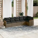 vidaXL Salon de jardin 6 Pièces avec coussins gris résine tressée