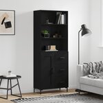 vidaXL Buffet haut Noir 69 5x34x180 cm Bois d'ingénierie