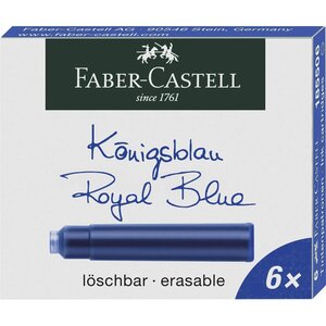 Etui de 6 cartouches standard effaçable bleu royal x 10 faber-castell