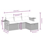 vidaXL Salon de jardin 4 Pièces avec coussins gris clair résine tressée