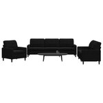 vidaXL Ensemble de canapés 3 Pièces avec coussins Noir Velours
