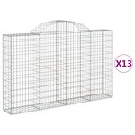 vidaXL Paniers à gabions arqués 13 Pièces 200x30x120/140 cm Fer galvanisé