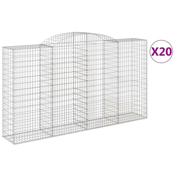 vidaXL Paniers à gabions arqués 20 Pièces 300x50x160/180 cm fer galvanisé