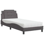vidaXL Lit avec matelas gris 100x200 cm similicuir