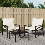 vidaXL Chaise de jardin avec coussins sable 68x76x79 cm acier