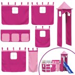 vidaXL Lit mezzanine enfants avec tour rose 90x190 cm bois pin massif