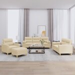 vidaXL Ensemble de canapés 4 Pièces avec coussins crème tissu