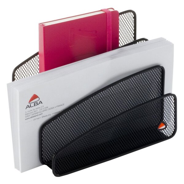 Range-lettres Meshletter, 3 compartiments en métal Mesh noir