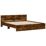vidaXL Cadre de lit avec tête de lit chêne fumé 180x200 cm