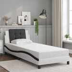 vidaXL Cadre de lit sans matelas blanc et noir 80x200 cm similicuir