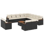 vidaXL Salon de jardin avec coussins 14 Pièces noir résine tressée