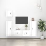 vidaXL Ensemble de meubles TV 5 Pièces Blanc brillant Bois d'ingénierie