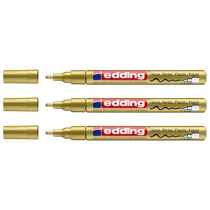 Marqueur Peinture brillante 751 Or Pointe Ronde 1-2 mm x 3 EDDING