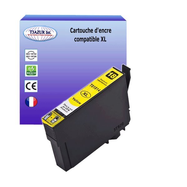 Cartouche Compatible pour Epson XP315, XP322, XP325, XP402, XP405, XP405WH, XP412, XP415,XP422, XP425 remplace Epson T1814  (18XL) Jaune  - T3AZUR