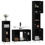 vidaXL Ensemble de meubles salle de bain 3 Pièces noir bois d'ingénierie