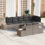 vidaXL Ensemble de canapés de jardin 8 pièces avec coussins en rattan synthétique gris