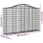 vidaXL Paniers à gabions arqués 5 Pièces 200x30x120/140 cm Fer galvanisé