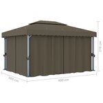 vidaXL Tonnelle avec rideau 4x3 m Taupe Aluminium