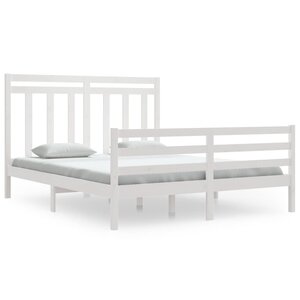 vidaXL Cadre de lit Blanc Bois massif 160x200 cm