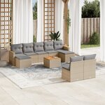 vidaXL Salon de jardin et coussins 10 Pièces mélange beige résine tressée