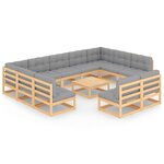 vidaXL Salon de jardin 12 Pièces avec coussins Bois de pin massif