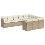 vidaXL Salon de jardin avec coussins 10 Pièces beige résine tressée