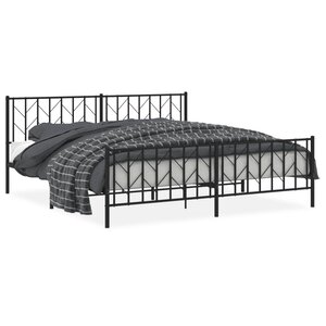 vidaXL Cadre de lit métal avec tête de lit/pied de lit noir 193x203 cm