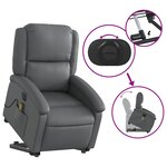 vidaXL Fauteuil inclinable de massage électrique gris similicuir
