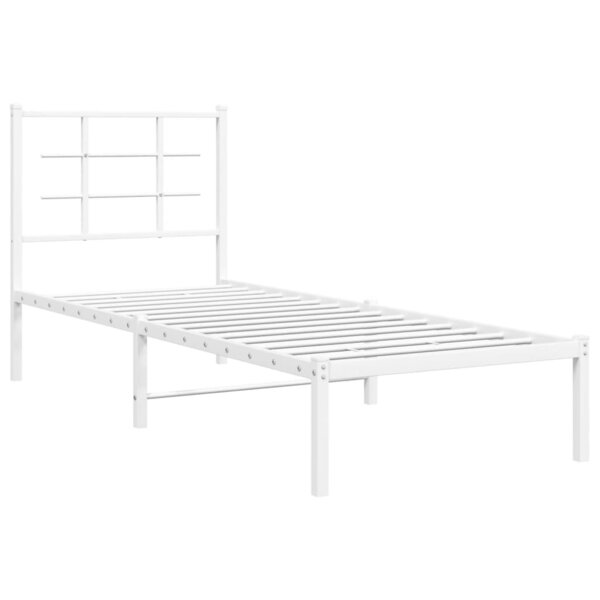 vidaXL Cadre de lit métal avec tête de lit blanc 80x200 cm