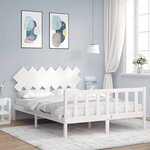 vidaXL Cadre de lit avec tête de lit blanc 140x190 cm bois massif
