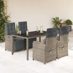 vidaXL Ensemble à manger de jardin 5 Pièces coussins gris résine tressée