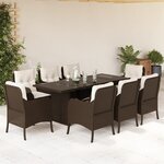 vidaXL Ensemble à manger de jardin et coussins 9 Pièces marron poly rotin