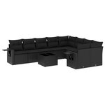 vidaXL Salon de jardin 10 Pièces avec coussins noir résine tressée
