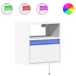vidaXL Table de chevet murale avec lumières LED blanc