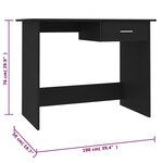 vidaXL Bureau Noir 100x50x76 cm Bois d’ingénierie