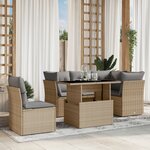vidaXL Salon de jardin avec coussins 6 Pièces beige résine tressée