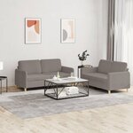 vidaXL Ensemble de canapés 2 Pièces avec coussins Taupe Tissu